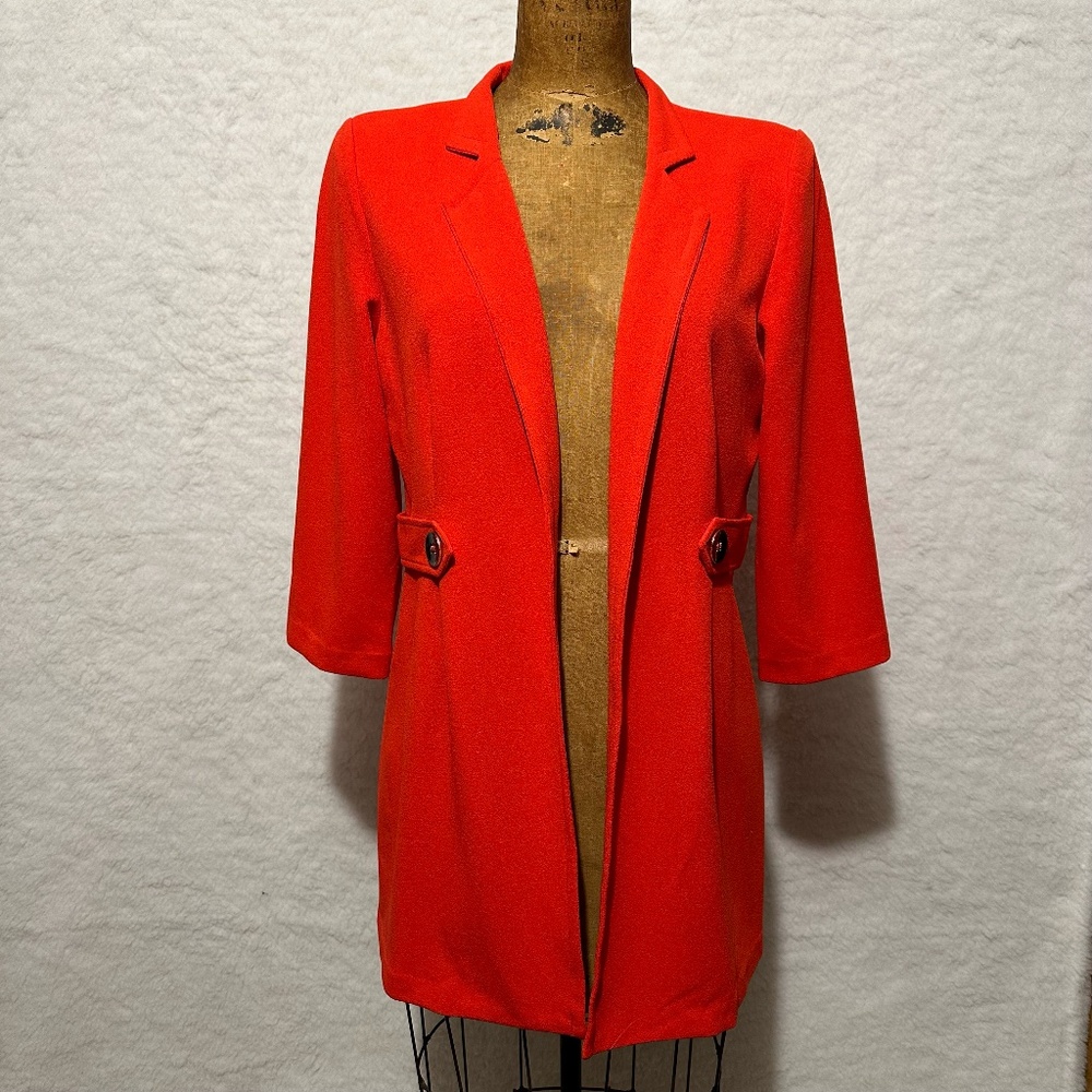Red Tailored Blazer With Structured Collar - image 1